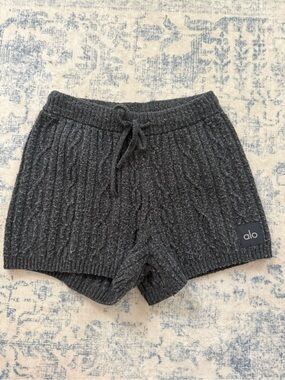 ALO Yoga Charcoal Cable Knit Lounge Shorts